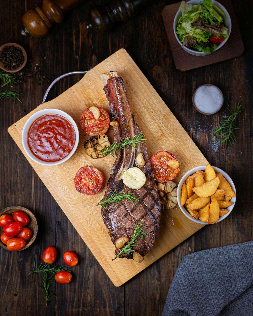 grilled meat on a cutting board